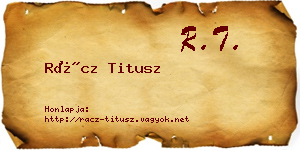 Rácz Titusz névjegykártya